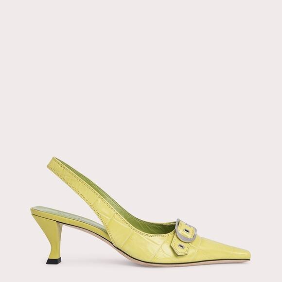 NWT By Far Evita Green Apple Maxi Croco Nappa Leather Slingback Pump EU 37 US 7‎ - Picture 11 of 11